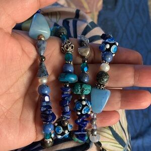 Blue and Silver Beaded Necklace